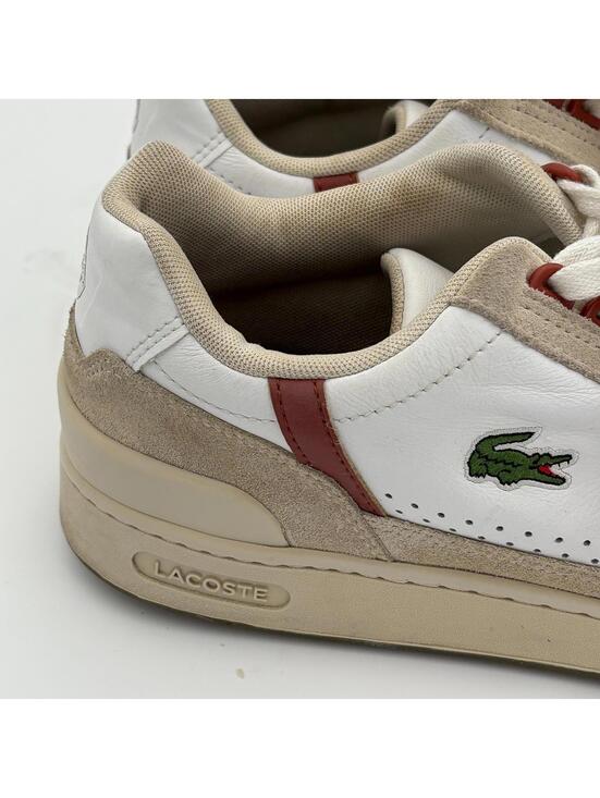 Lacoste Mens Sneakers Size 8.5 White Beige Red Stripe Suede Casual Shoes main image 10